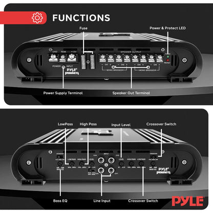 4-Channel Car Amplifier 2000W Power MOSFET Silver RCA Inputs