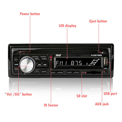 Bluetooth Marine Stereo Kit, Hands-Free, Waterproof Speakers, CD/MP3/USB/SD