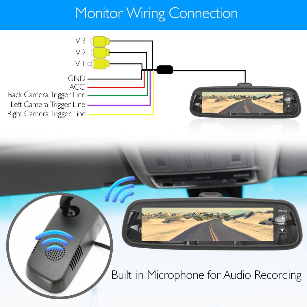 product image number 2 for Pyle Car Camera & Rearview Mirror Display Kit