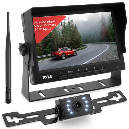 Single Ch 7” 1080P Hd Digital Wireless Monitor And Wireless License Camera System - Waterproof Night Vision Cam, Backup/Reverse Visual Assistance Kit (12/24V For Bus, Truck, Trailer, Van, Rv, Camper)