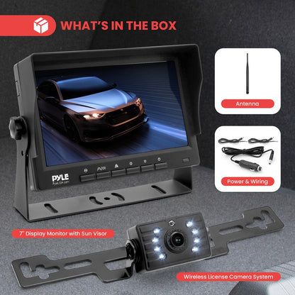 Single Ch 7” 1080P Hd Digital Wireless Monitor And Wireless License Camera System - Waterproof Night Vision Cam, Backup/Reverse Visual Assistance Kit (12/24V For Bus, Truck, Trailer, Van, Rv, Camper)