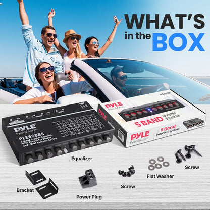 5-Band Car Equalizer Bluetooth Wireless Streaming RCA Inputs Blue LED