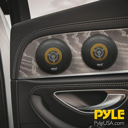 Car Speaker Pair 140W 2-Way Coaxial Yellow Poly Cone 4"