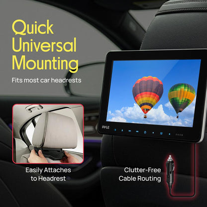 Dual Headrest DVD Player - 10.5" LCD, Stereo Speakers, Wireless Headphones