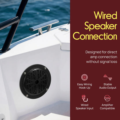 4" Waterproof Marine Speakers, Dual Cone, Polypropylene, Black, 1 Pair