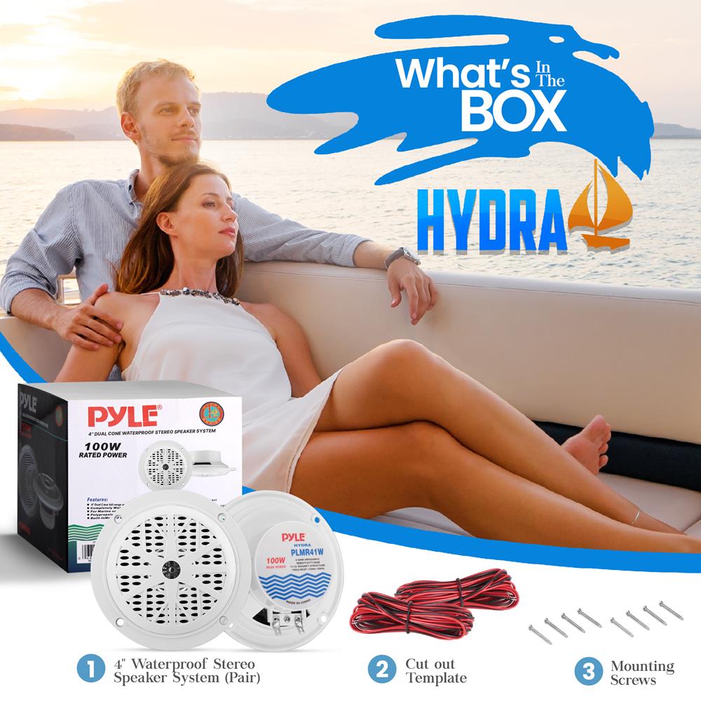 product image number 2 for Pyle 4'' Waterproof Stereo Speaker System