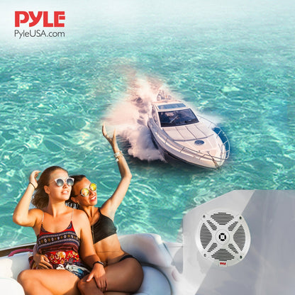 6.5" Marine Speakers Pair, 600W Waterproof, 2-Way Stereo, White