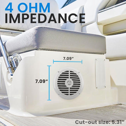 6.5" Marine Speakers Waterproof, 2 Way 120W Polypropylene Cone White