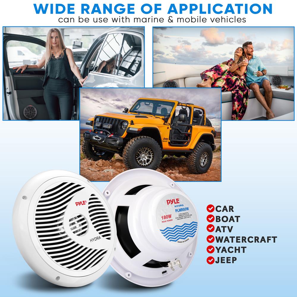 product image number 5 for Pyle 8'' Marine Component Speakers