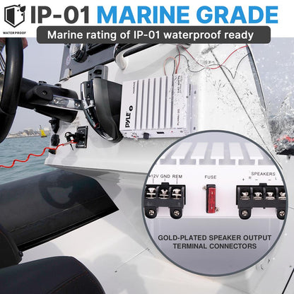 Marine Amplifier 240W Waterproof 4-Channel Aluminum Heatsink
