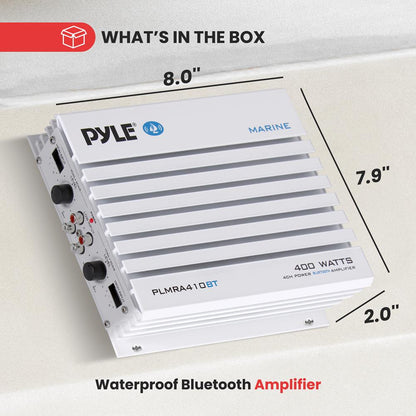 2.1 Bluetooth Marine Amplifier - Waterproof 400W Dual MOSFET, Black