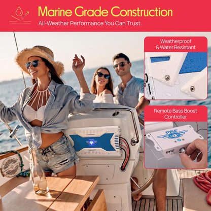 3000W Marine Bluetooth Amplifier, Waterproof, 8-Channel, Aluminum Alloy