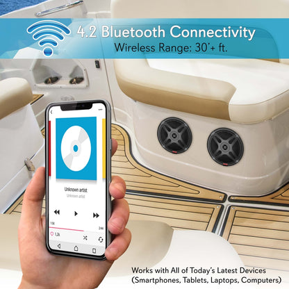 6.5" Bluetooth Marine Speakers, 600W Waterproof, 2-Way Coaxial System