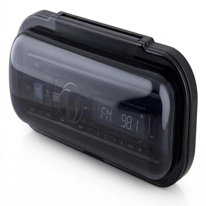 Marine Stereo Cover, Water Resistant Shield, Smoke Window, Flip-Up Door