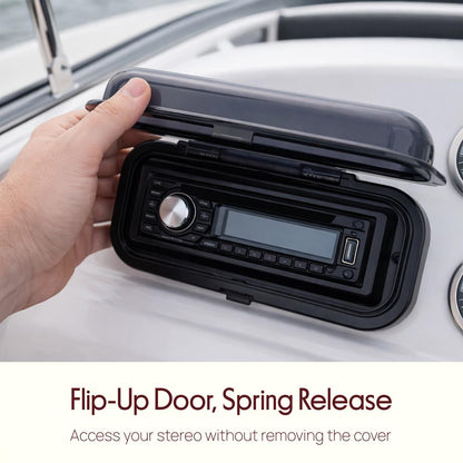 Marine Stereo Cover, Water Resistant Shield, Smoke Window, Flip-Up Door