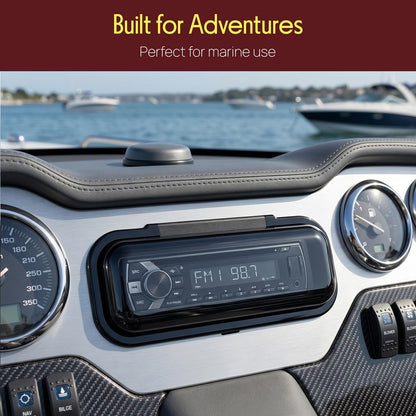 Marine Stereo Cover, Water Resistant Shield, Smoke Window, Flip-Up Door