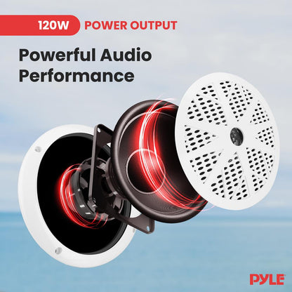 Marine Stereo Receiver Kit Waterproof Bluetooth 4 Speakers White