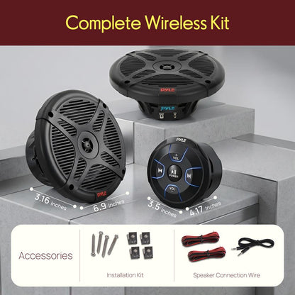 6.5" Marine Speakers Kit Waterproof Bluetooth Control 600W White