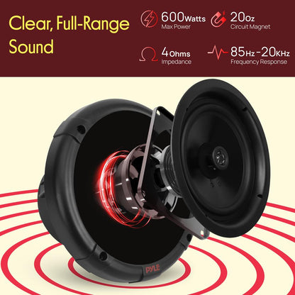 6.5" Marine Speakers Kit Waterproof Bluetooth Control 600W White