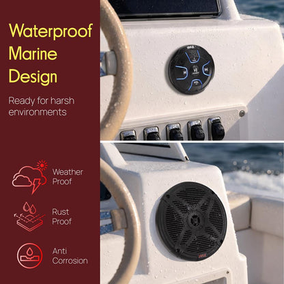 6.5" Marine Speakers Kit Waterproof Bluetooth Control 600W White