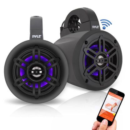 Waterproof Marine Speakers 300W Bluetooth LED Lights White