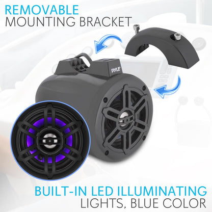 Waterproof Marine Speakers 300W Bluetooth LED Lights White