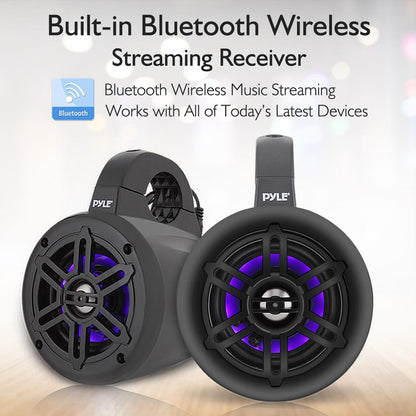 Waterproof Marine Speakers 300W Bluetooth LED Lights White