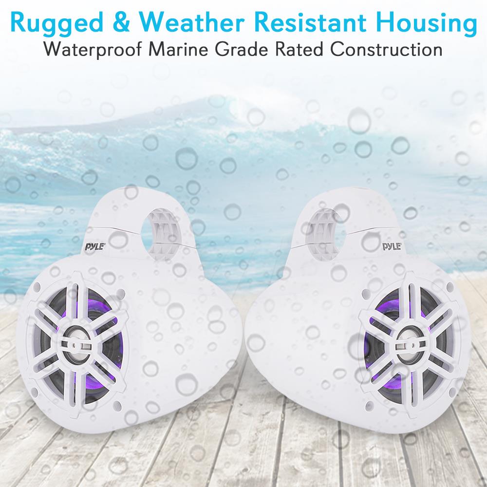 product image number 3 for Pyle 4” Bluetooth & Led Marine Tower Speakers