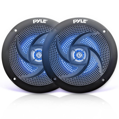 Marine Waterproof Speakers 6.5" - 240W, LED Lights, Slim Style, Blue