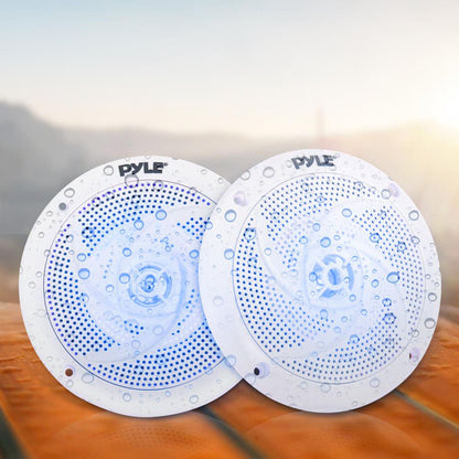Marine Speakers 6.5" Waterproof 240W LED Lights White