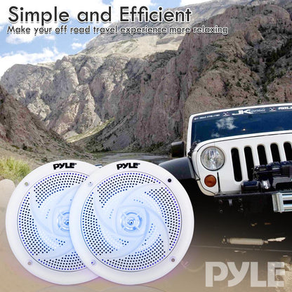 Marine Speakers 6.5" Waterproof 240W LED Lights White