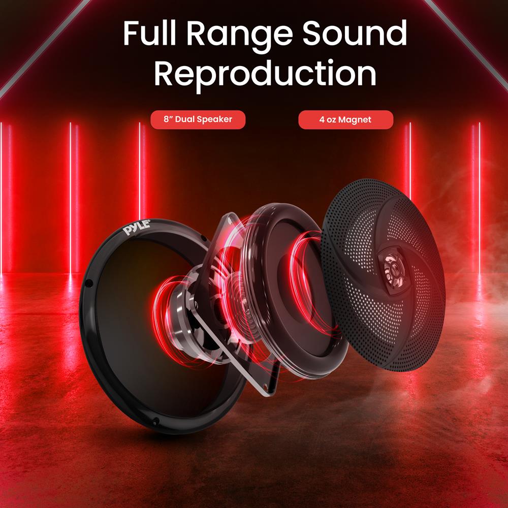 product image number 5 for Pyle 8'' Marine Component Speakers