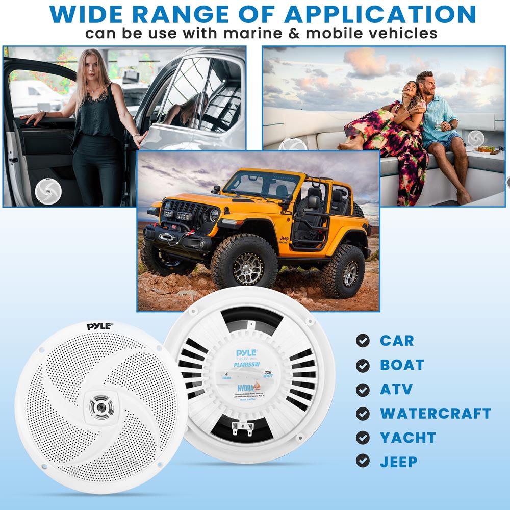 product image number 5 for Pyle 8'' Marine Component Speakers