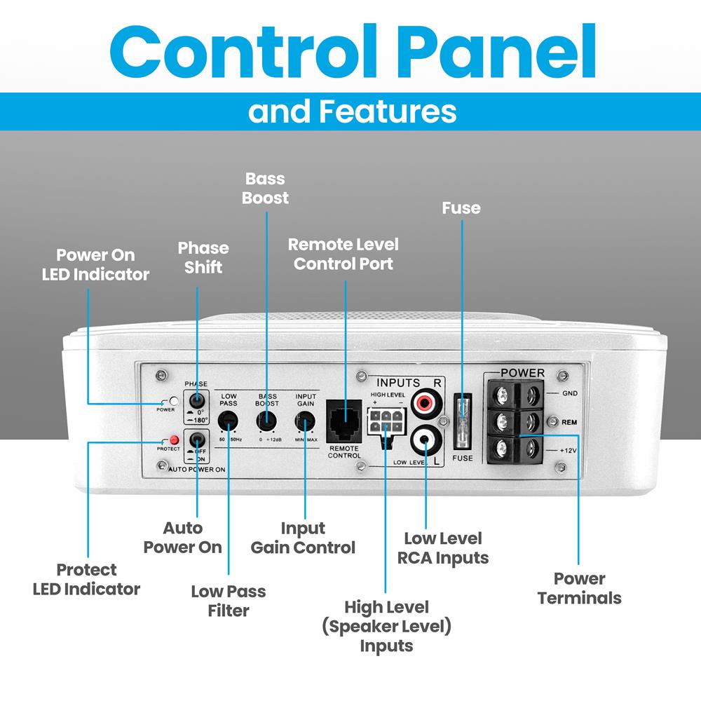 product image number 2 for Pyle Marine Grade Slim Active Subwoofer