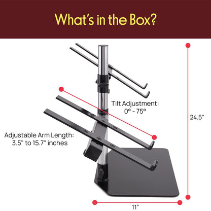 Laptop, Mixer & Studio Equipment Stand Holder Tabletop Mount, Universal Dual Device Placement, Adjustable