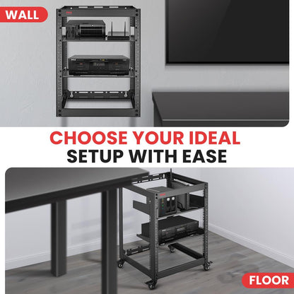 15U Server Rack Cabinet - Easy Access, Steel Frame, Wall Mountable