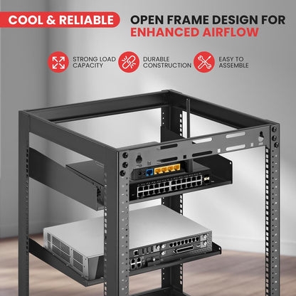 15U Server Rack Cabinet - Easy Access, Steel Frame, Wall Mountable
