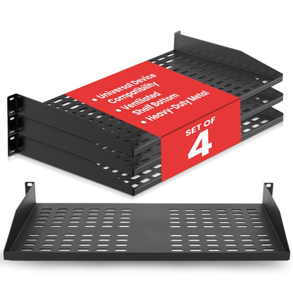4-Pc 1U Server Rack Shelf Mount Tray (4-Pack)