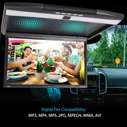 Car Overhead Monitor 1080p LCD 17.3" Flip-Down Screen HDMI/USB/SD