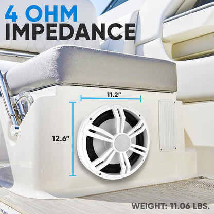 product image number 5 for Pyle 12'' Slim Waterproof Subwoofer