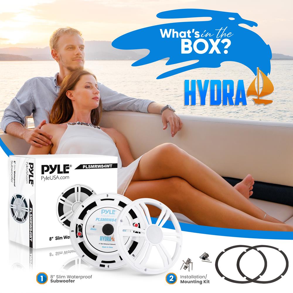 product image number 2 for Pyle 8'' Slim Waterproof Subwoofer