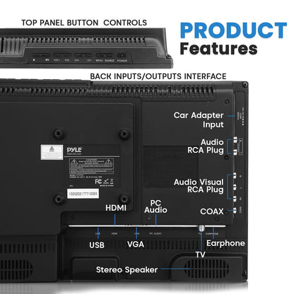 15.6" LED RV TV 1080p FHD Display DVD Combo 12V/24V Adapter