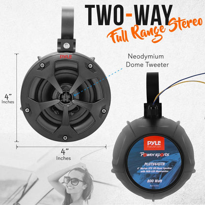Marine Bluetooth Speakers 800W Waterproof RGB Lights for ATV/UTV