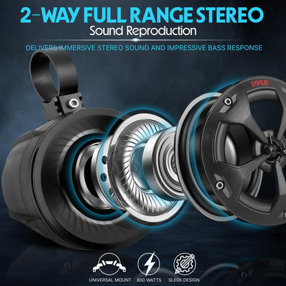 2-Way Bluetooth Marine Speakers 800W Waterproof IP65 White