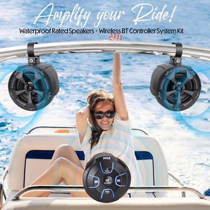 2-Way Bluetooth Marine Speakers 800W Waterproof IP65 White
