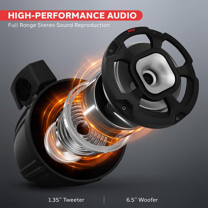 6.5" 1300W Marine Speakers - Waterproof, 2-Way Stereo, Easy Mount (Pair)