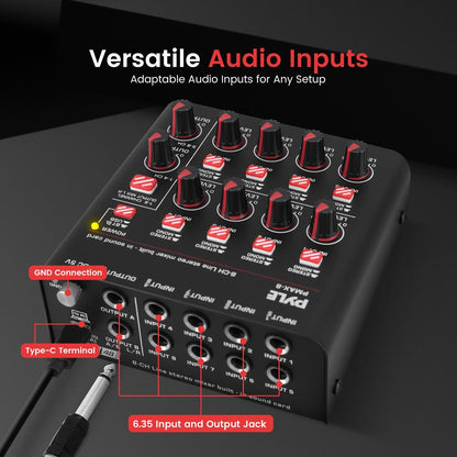 8-Channel Wireless Mixer, Low Noise, USB Sound Card, Compact Size