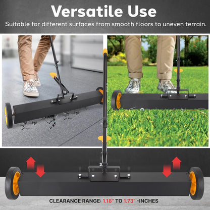 Rolling Magnetic Sweeper With Wheels