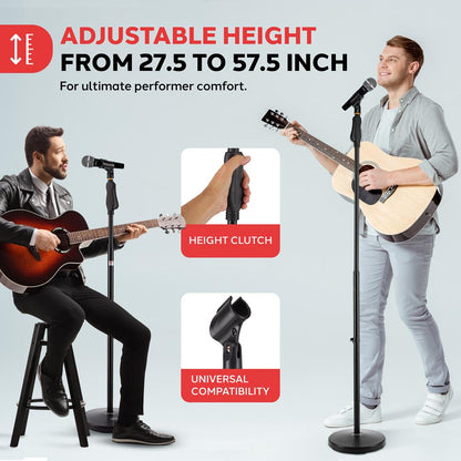 Microphone Stand - Adjustable Height, Lock-Tight Knob, Steel Construction