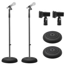 Microphone Stand - Universal Mic Mount With Heavy Compact Base, Height Adjustable (Pair)